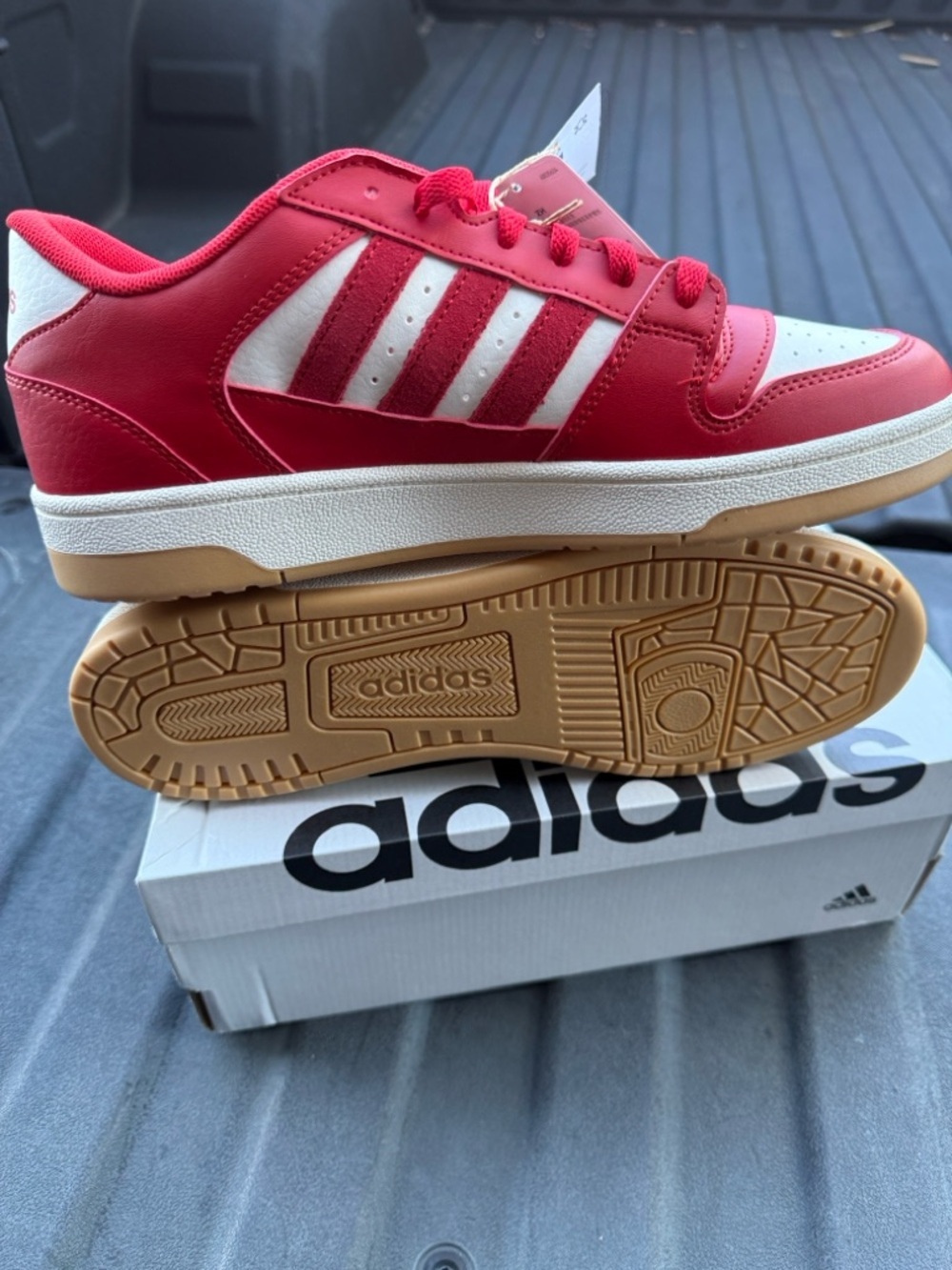 adidas Men’s Break Start Sneakers - Red with White Stripes - Picture 5 of 5